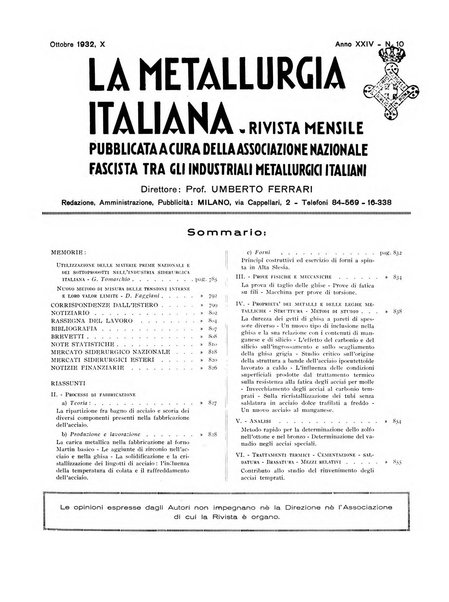 La metallurgia italiana rivista mensile