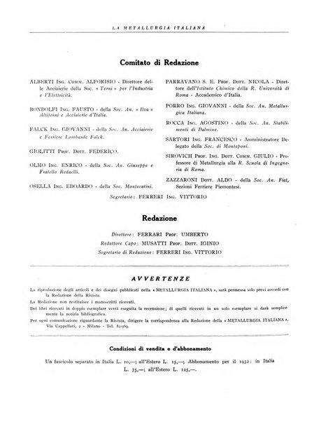 La metallurgia italiana rivista mensile