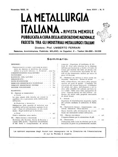 La metallurgia italiana rivista mensile