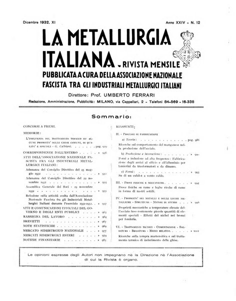 La metallurgia italiana rivista mensile