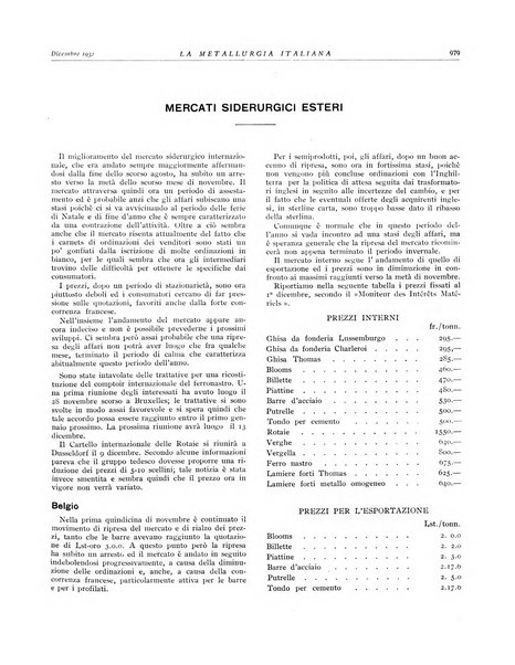 La metallurgia italiana rivista mensile