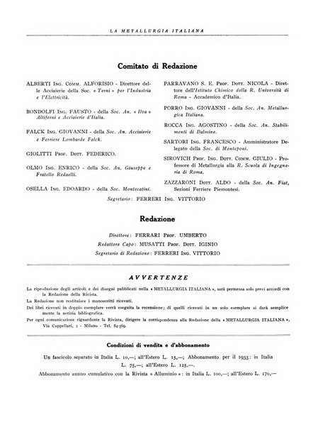 La metallurgia italiana rivista mensile