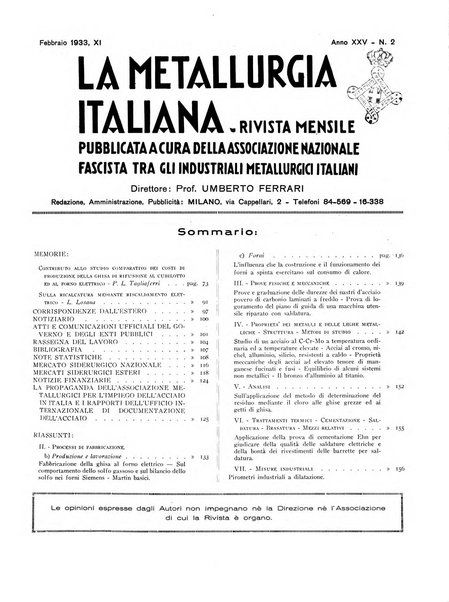 La metallurgia italiana rivista mensile