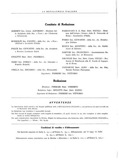 La metallurgia italiana rivista mensile