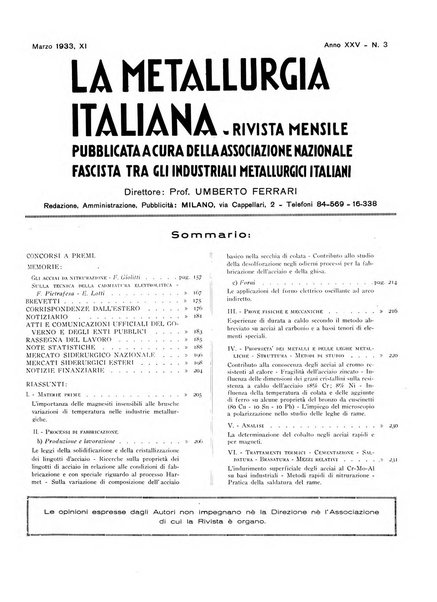 La metallurgia italiana rivista mensile