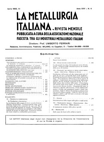 La metallurgia italiana rivista mensile