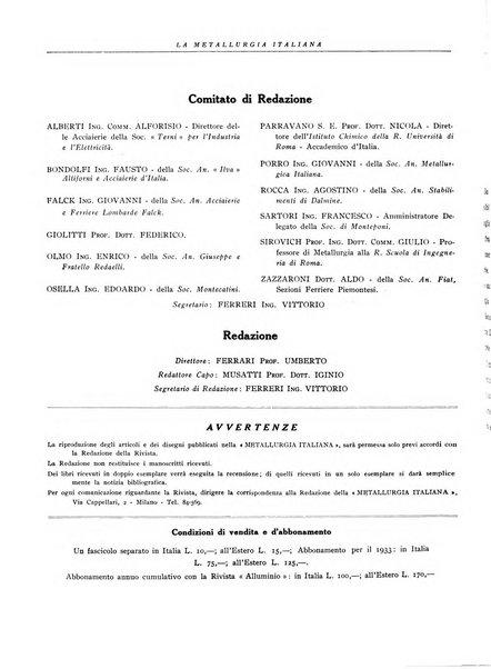 La metallurgia italiana rivista mensile