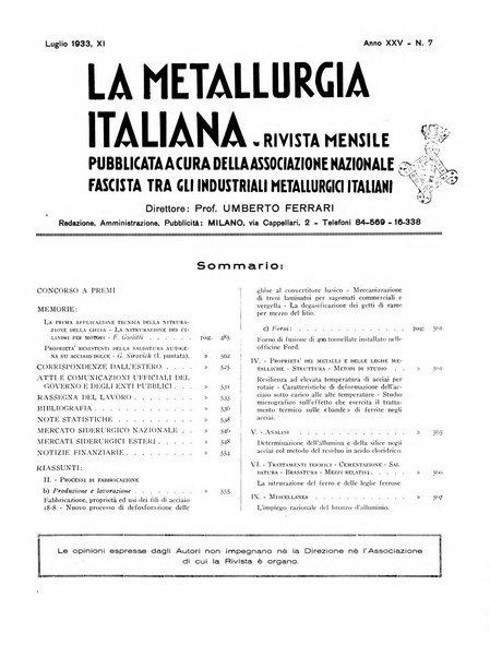 La metallurgia italiana rivista mensile