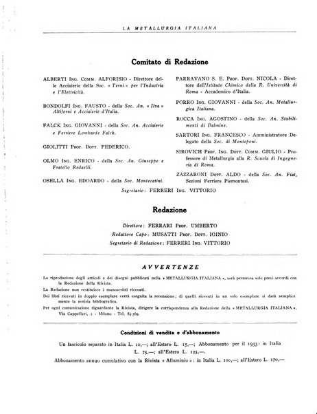 La metallurgia italiana rivista mensile