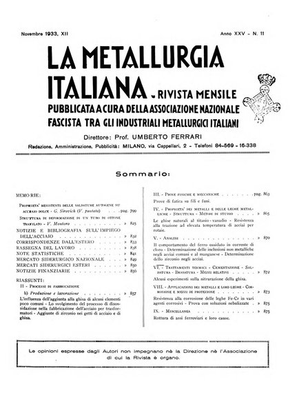 La metallurgia italiana rivista mensile