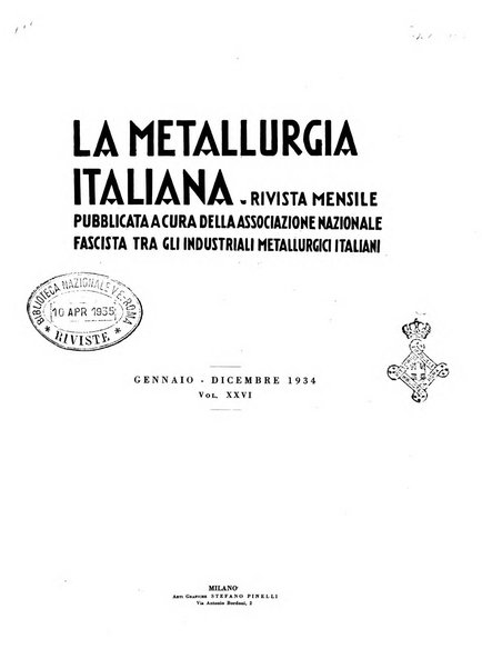 La metallurgia italiana rivista mensile