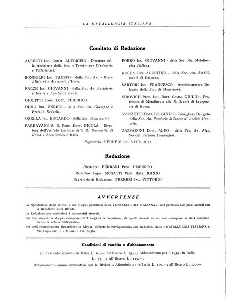 La metallurgia italiana rivista mensile