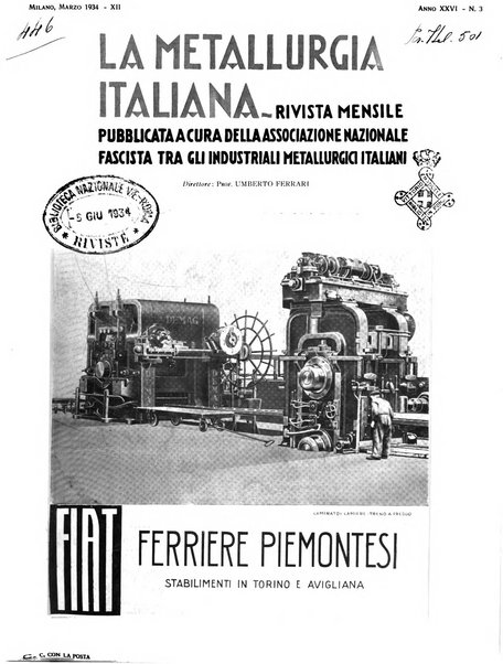 La metallurgia italiana rivista mensile