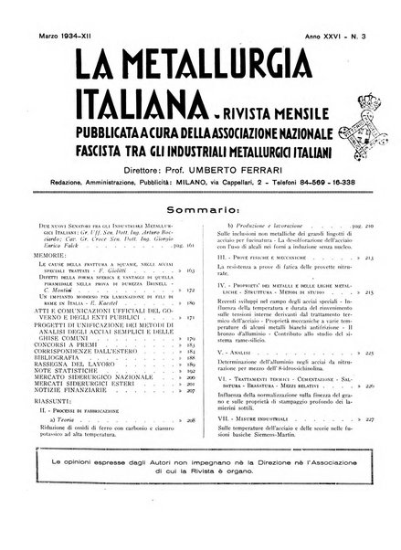 La metallurgia italiana rivista mensile