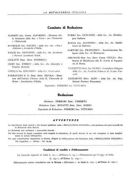 La metallurgia italiana rivista mensile