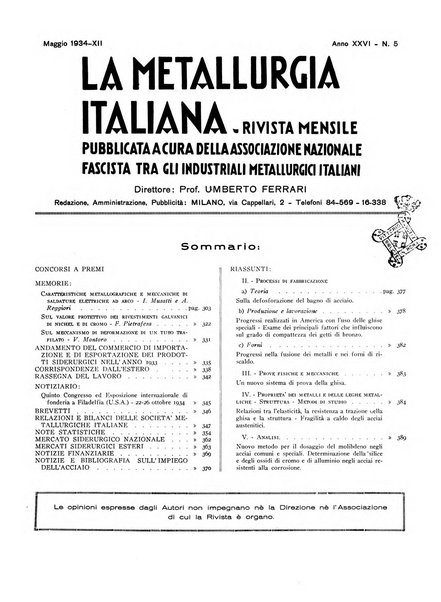 La metallurgia italiana rivista mensile