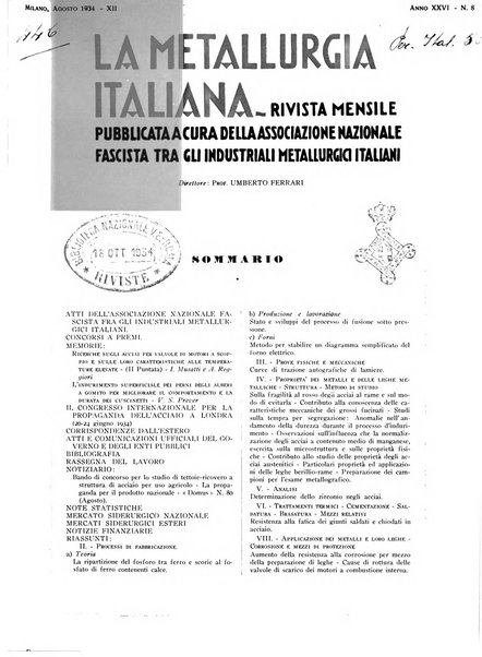 La metallurgia italiana rivista mensile