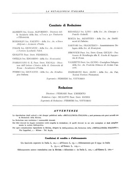 La metallurgia italiana rivista mensile