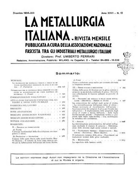 La metallurgia italiana rivista mensile