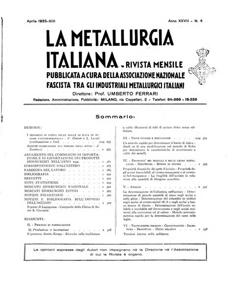 La metallurgia italiana rivista mensile