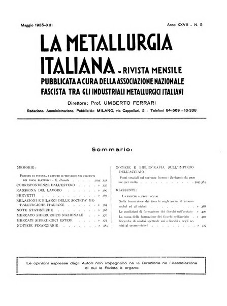 La metallurgia italiana rivista mensile