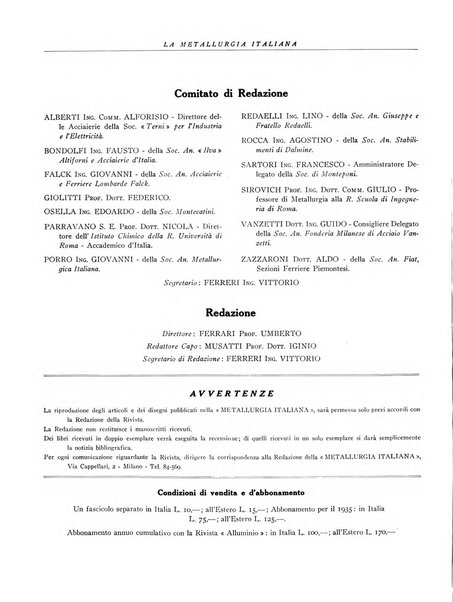 La metallurgia italiana rivista mensile