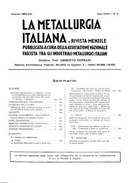 La metallurgia italiana rivista mensile