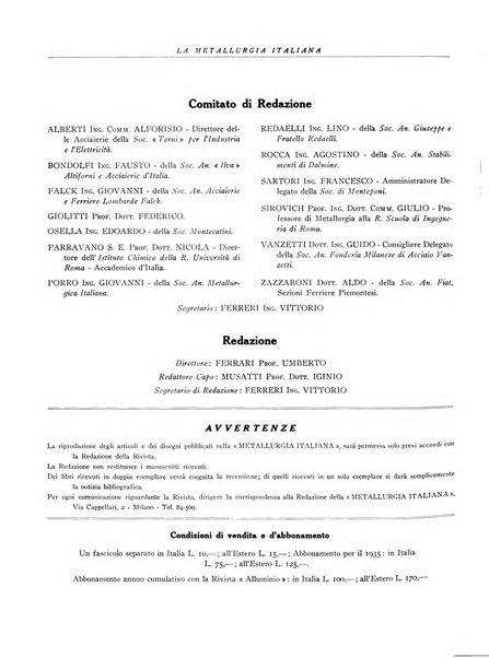 La metallurgia italiana rivista mensile