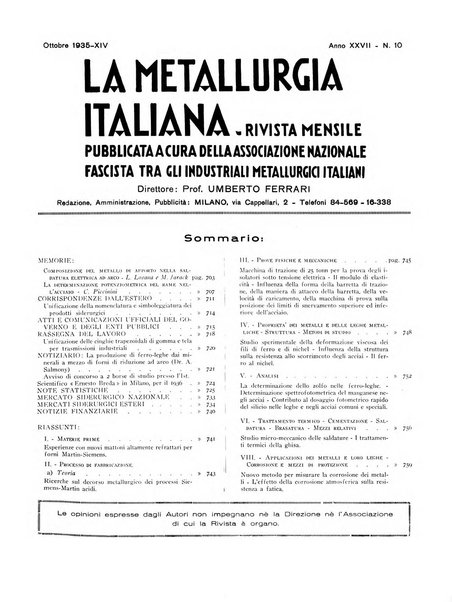 La metallurgia italiana rivista mensile