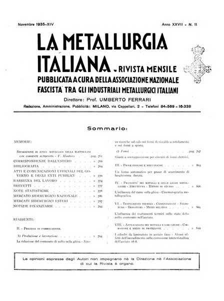 La metallurgia italiana rivista mensile