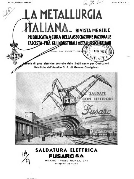 La metallurgia italiana rivista mensile