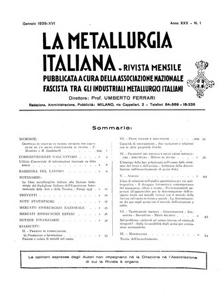 La metallurgia italiana rivista mensile