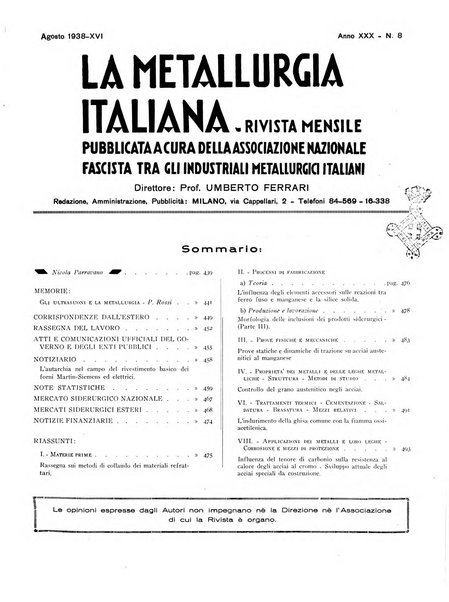 La metallurgia italiana rivista mensile