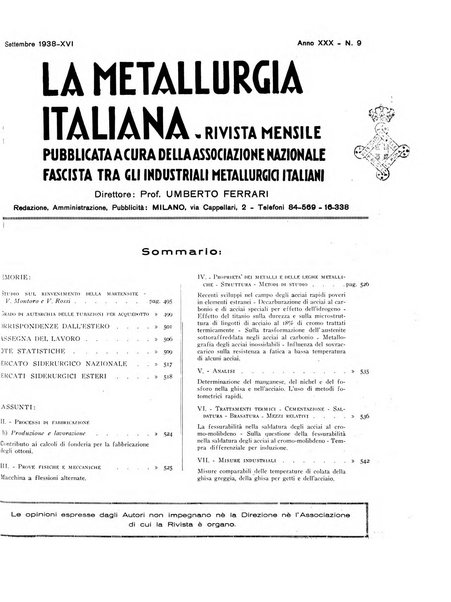 La metallurgia italiana rivista mensile