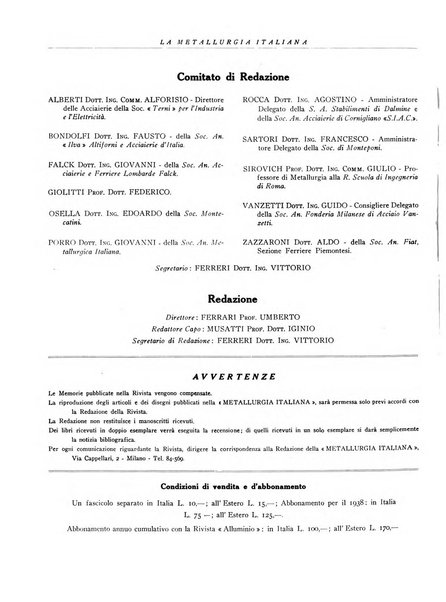 La metallurgia italiana rivista mensile