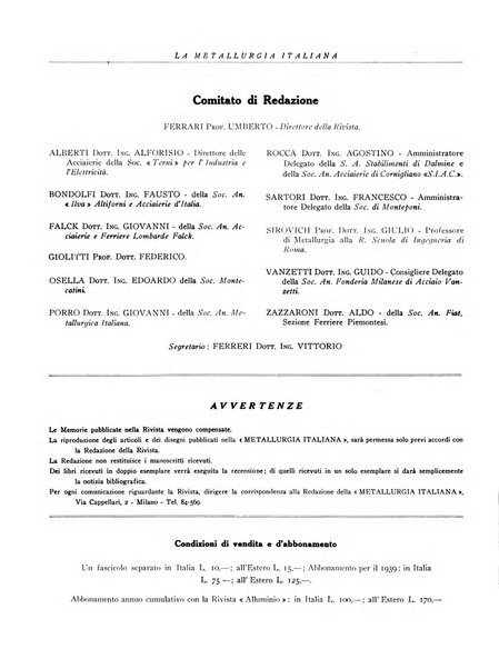 La metallurgia italiana rivista mensile