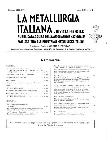 La metallurgia italiana rivista mensile