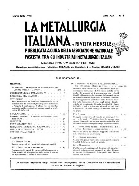 La metallurgia italiana rivista mensile