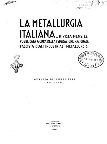 La metallurgia italiana rivista mensile