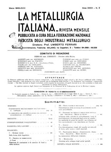 La metallurgia italiana rivista mensile