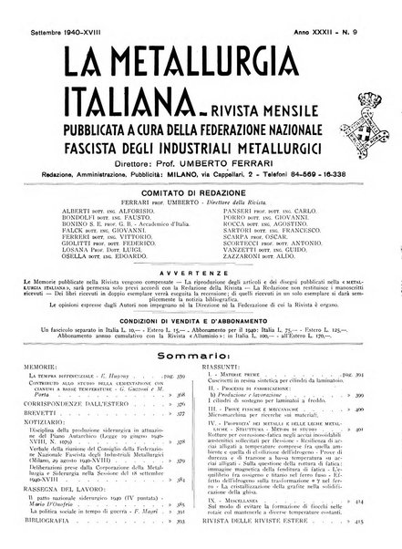 La metallurgia italiana rivista mensile