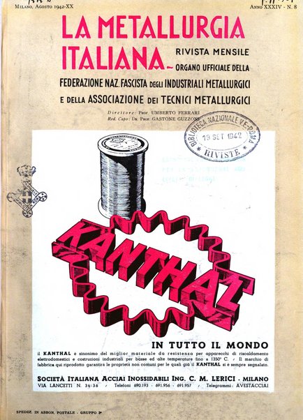 La metallurgia italiana rivista mensile