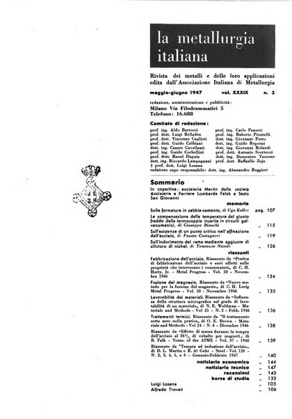 La metallurgia italiana rivista mensile