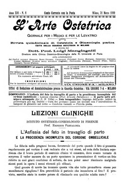 Arte ostetrica giornale per i medici e per le levatrici