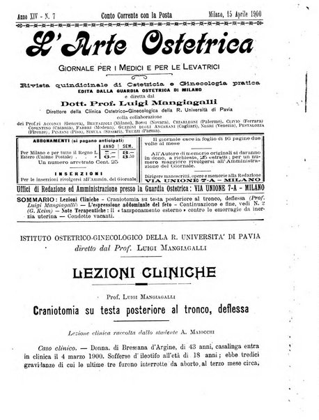 Arte ostetrica giornale per i medici e per le levatrici