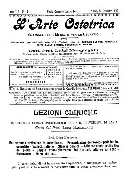 Arte ostetrica giornale per i medici e per le levatrici