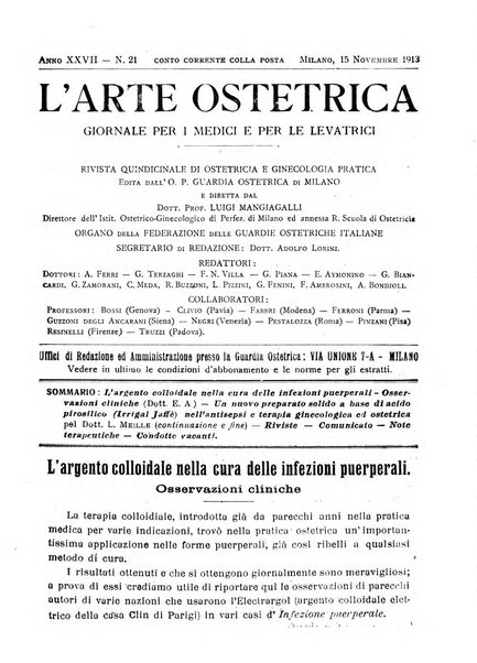 Arte ostetrica giornale per i medici e per le levatrici