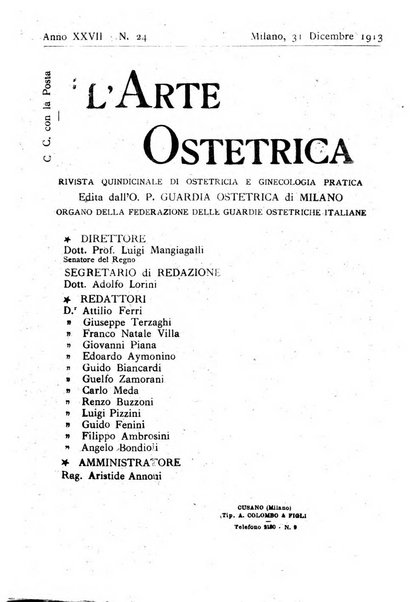 Arte ostetrica giornale per i medici e per le levatrici