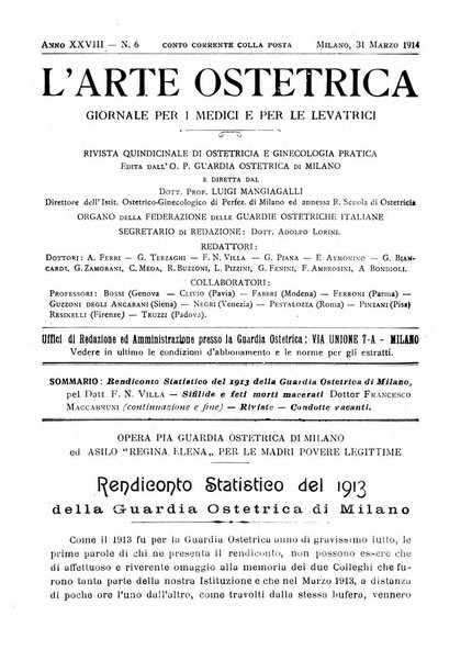 Arte ostetrica giornale per i medici e per le levatrici