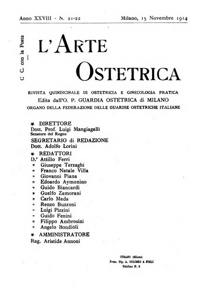 Arte ostetrica giornale per i medici e per le levatrici